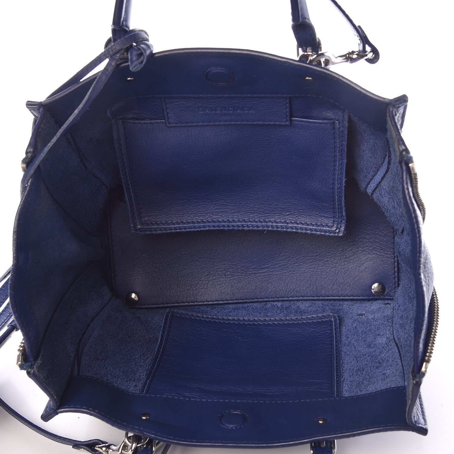 Balenciaga Calfskin Papier Mini A4 Zip Around Tote Bleu Mineral 5 of 9