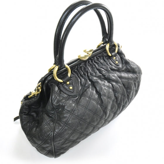 Quilted Leather Stam Black