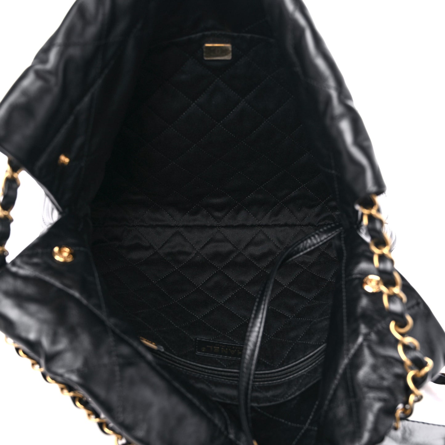 Shiny Calfskin Quilted Small Chanel 22 Black