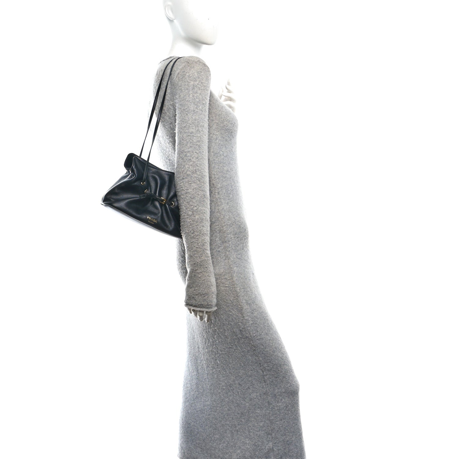 Prada Nappa Small Dada Shoulder Bag Black 2 of 9
