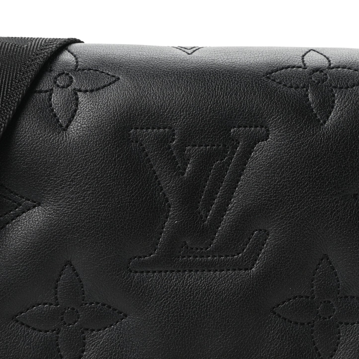 Calfskin Bubblegram Wallet On Strap Black