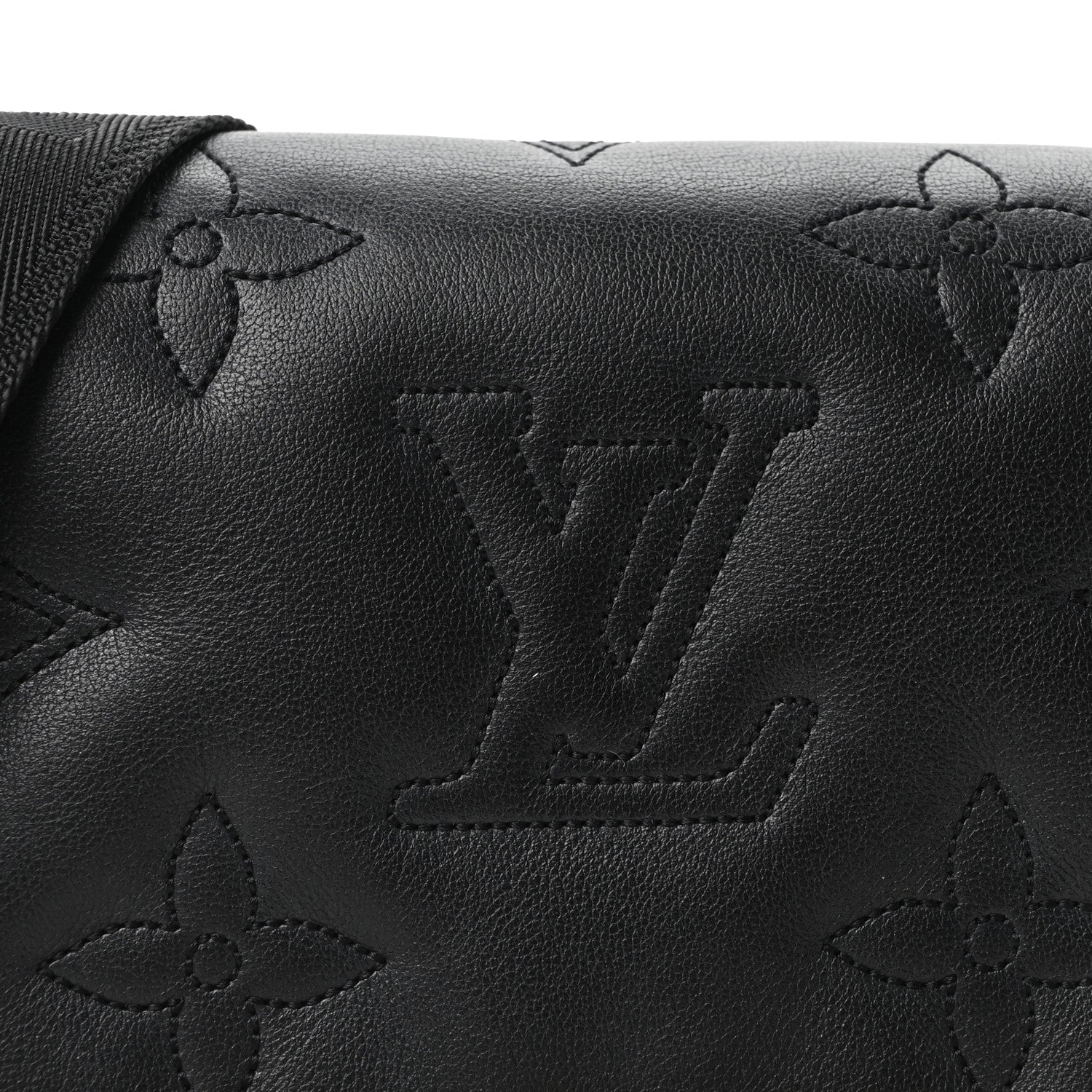 Louis Vuitton Calfskin Bubblegram Wallet On Strap Black 7 of 9