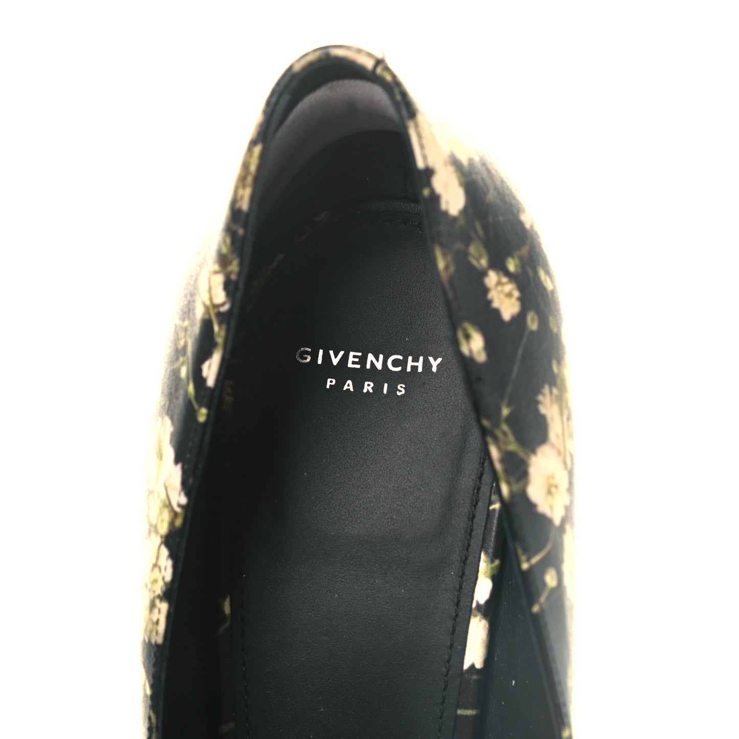 Calfskin Floral Print Pointed Toe Pumps 41.5 Black Multicolor