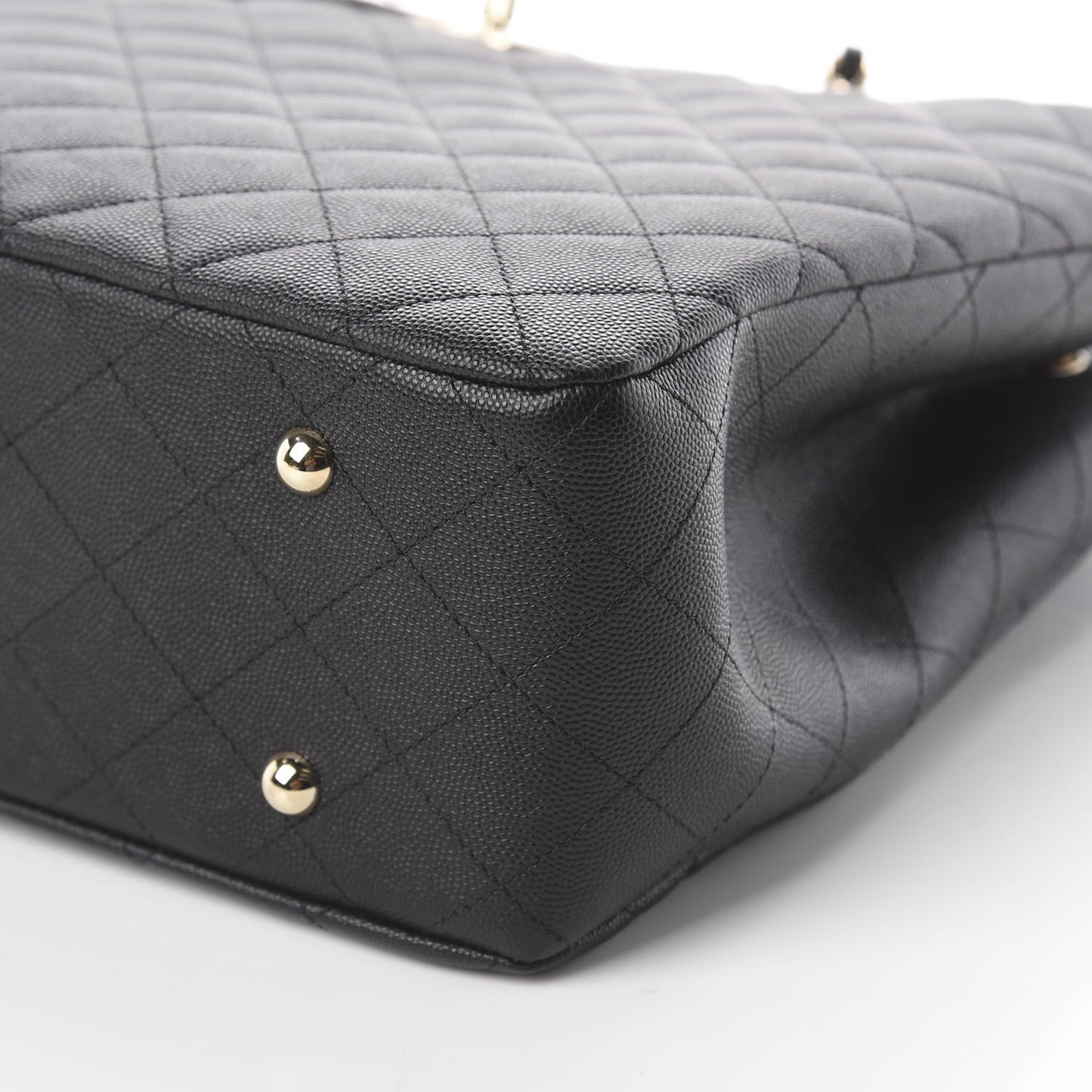 Caviar Quilted Large Shopping Tote Black