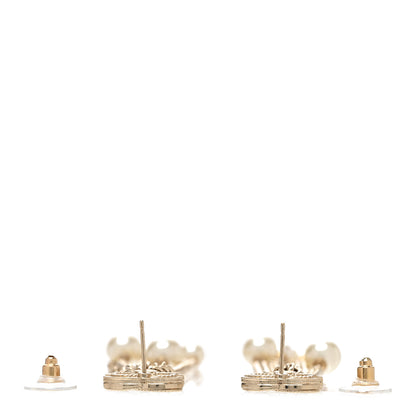 Chanel Pearl Chain CC Dangle Earrings Gold 3 of 4