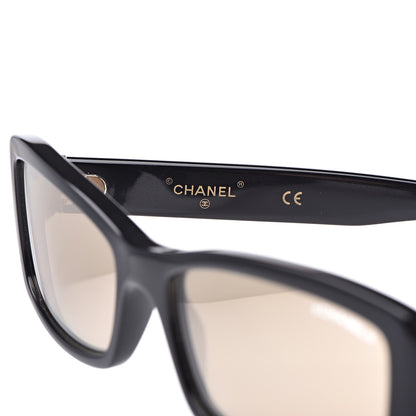 Chanel Rectangle Sunglasses S0129 Black Gold Glitter 6 of 8