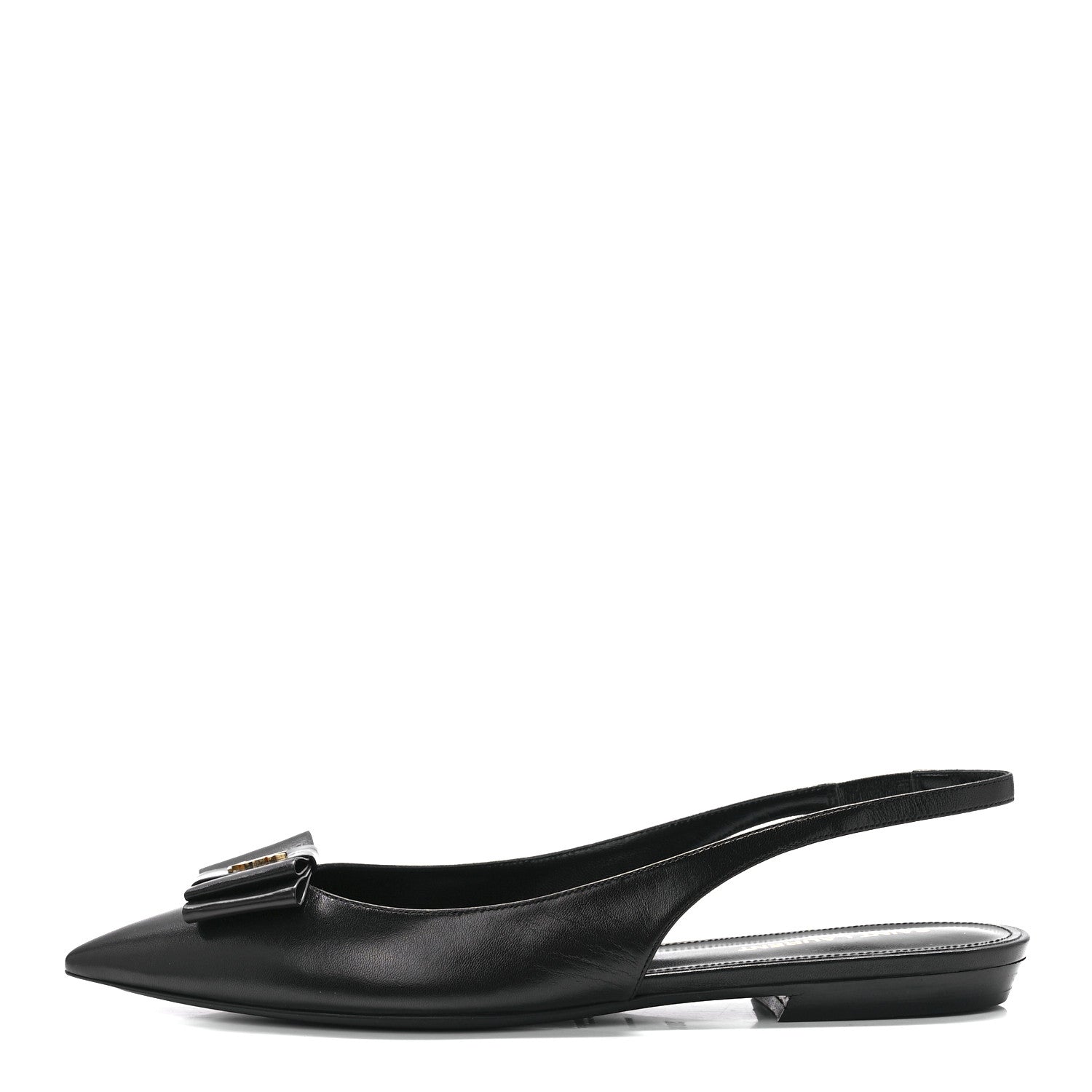 Saint Laurent Patent Smooth Lambskin Anais Slingback Flats 38.5 Black 1 of 9