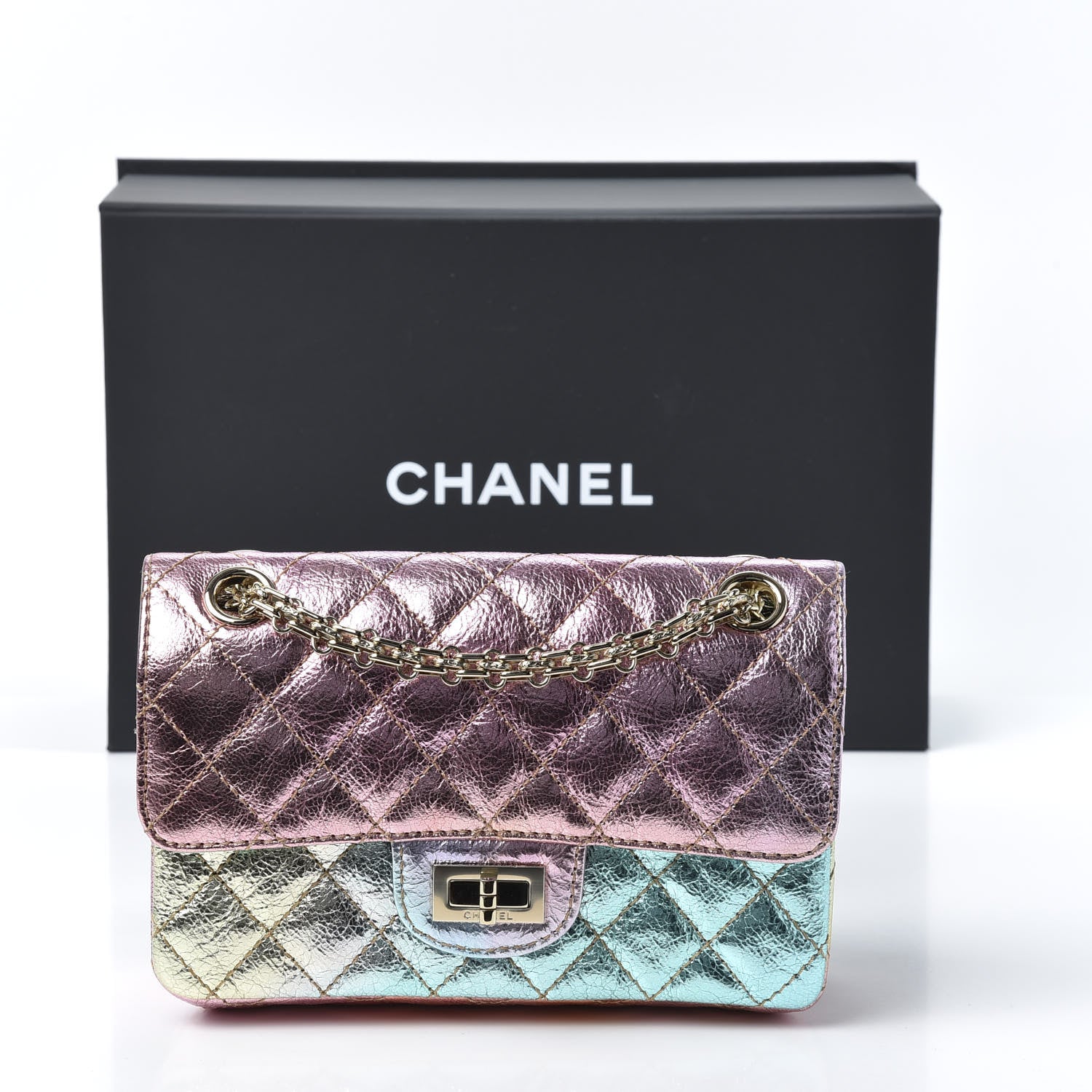 Chanel Metallic Goatskin Quilted Mini 2.55 Reissue Flap Multicolor 10 of 10