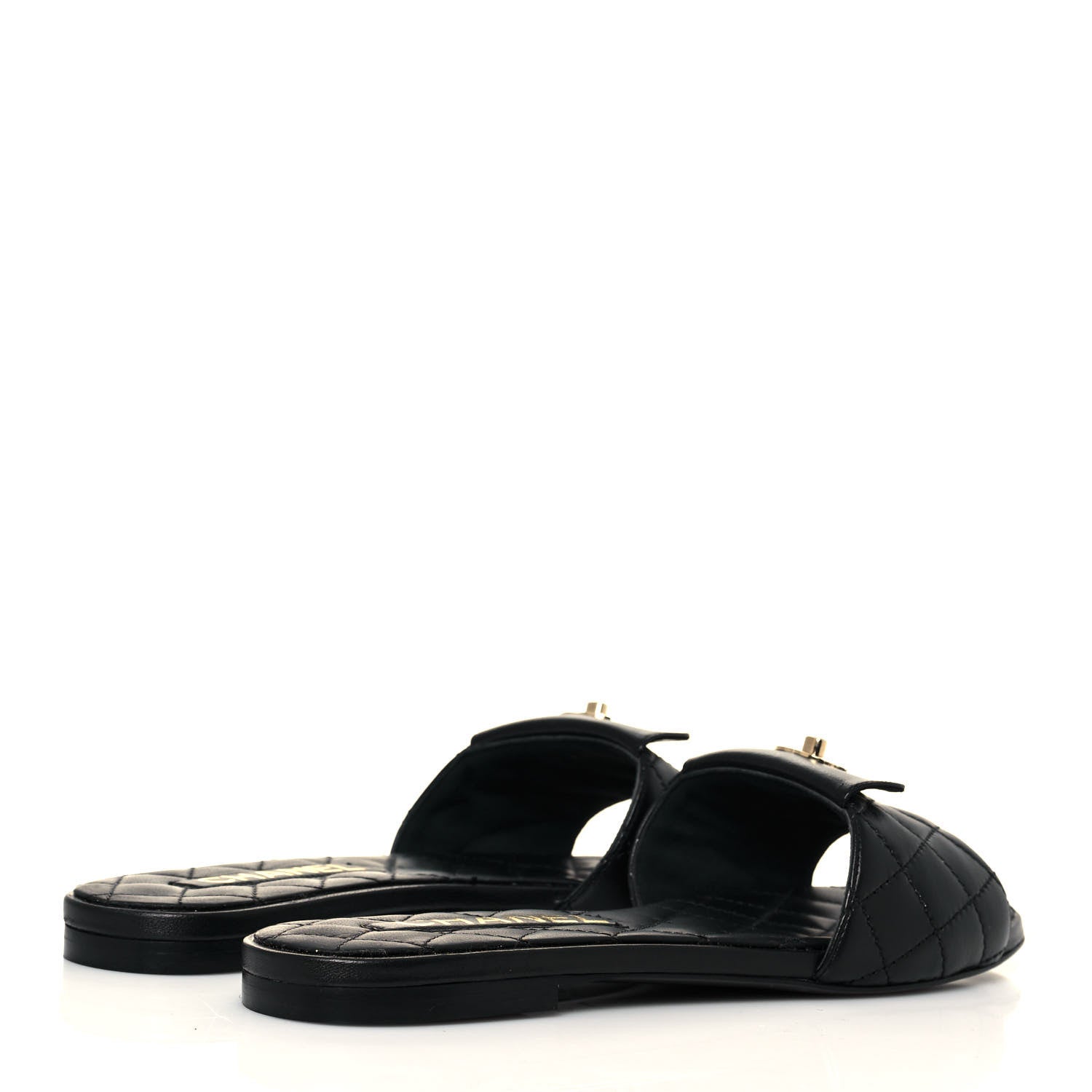 Chanel Lambskin Quilted CC Turnlock Sandals 37.5 Black 4 of 8