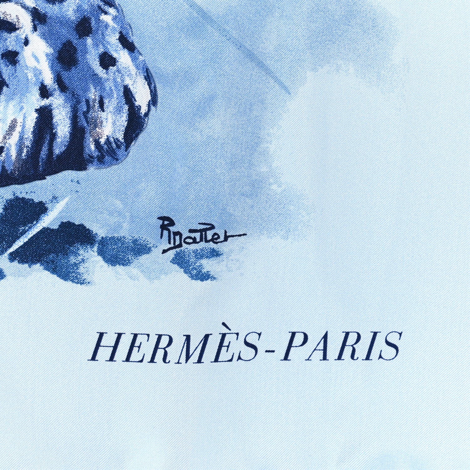 Hermes Silk Panthera Pardus Scarf 140 Bleu Ciel Marine White 5 of 5