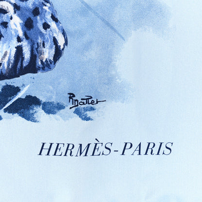 Hermes Silk Panthera Pardus Scarf 140 Bleu Ciel Marine White 5 of 5