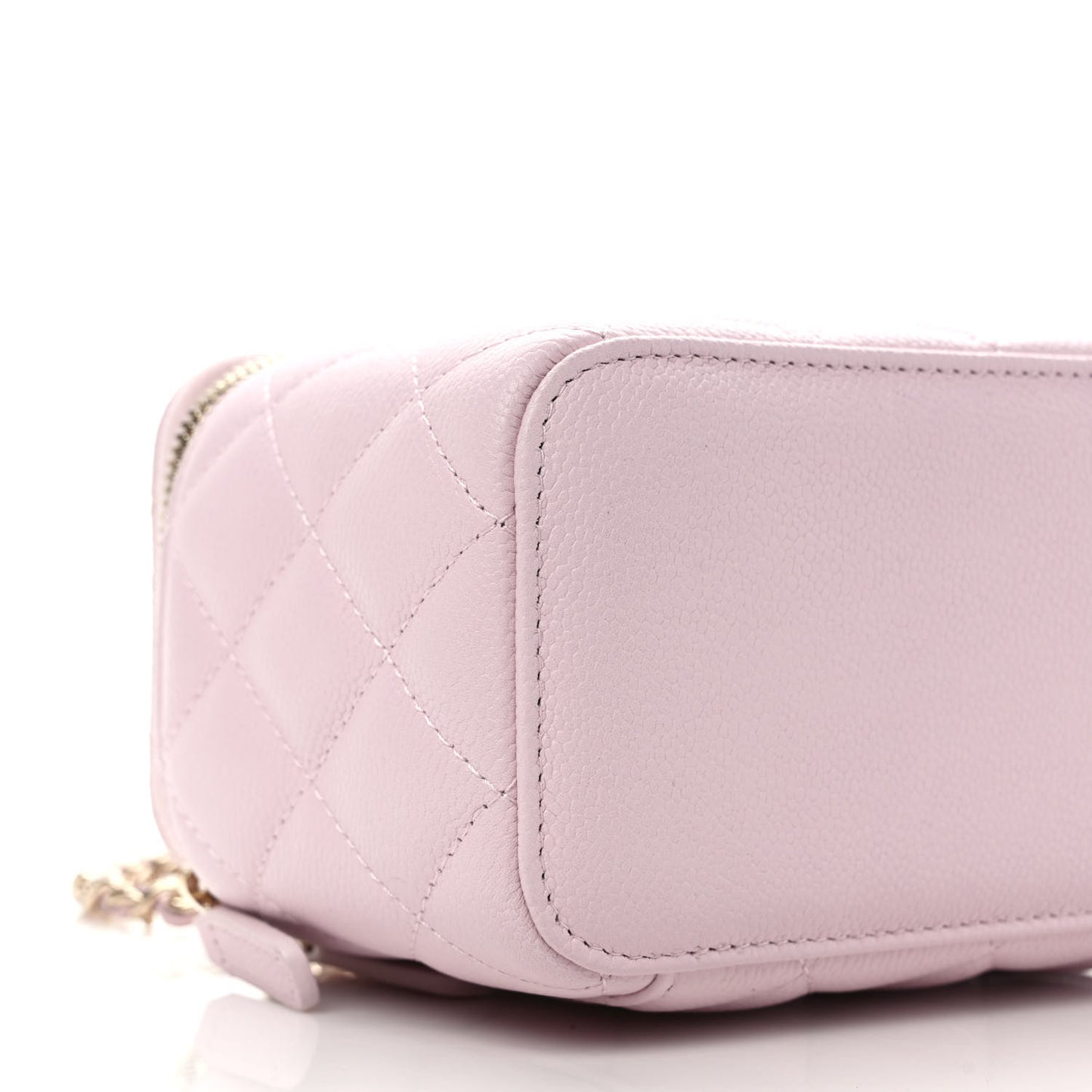 Caviar Quilted Small Vanity Case With Chain Pink