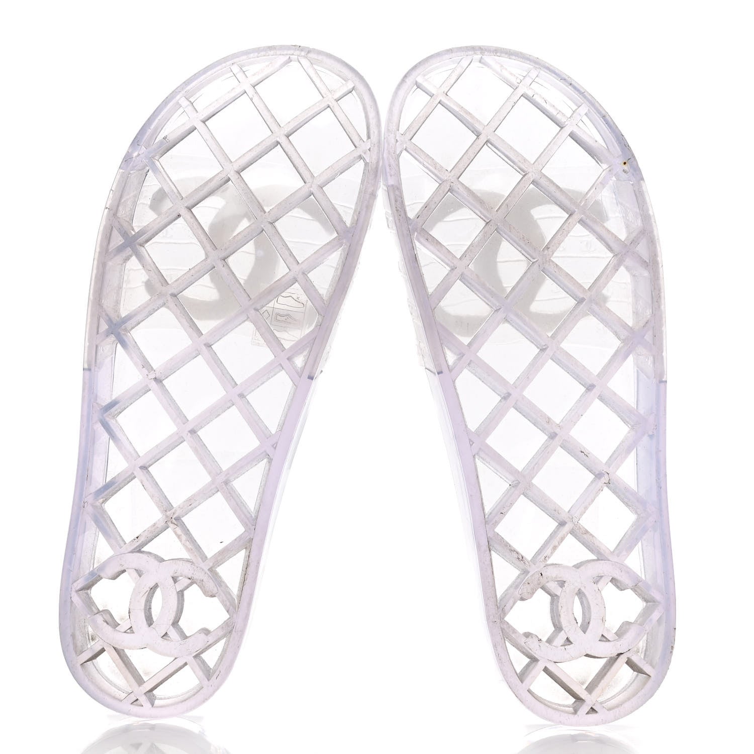 Chanel PVC Transparent CC Flat Slide Sandals 41 White 7 of 10