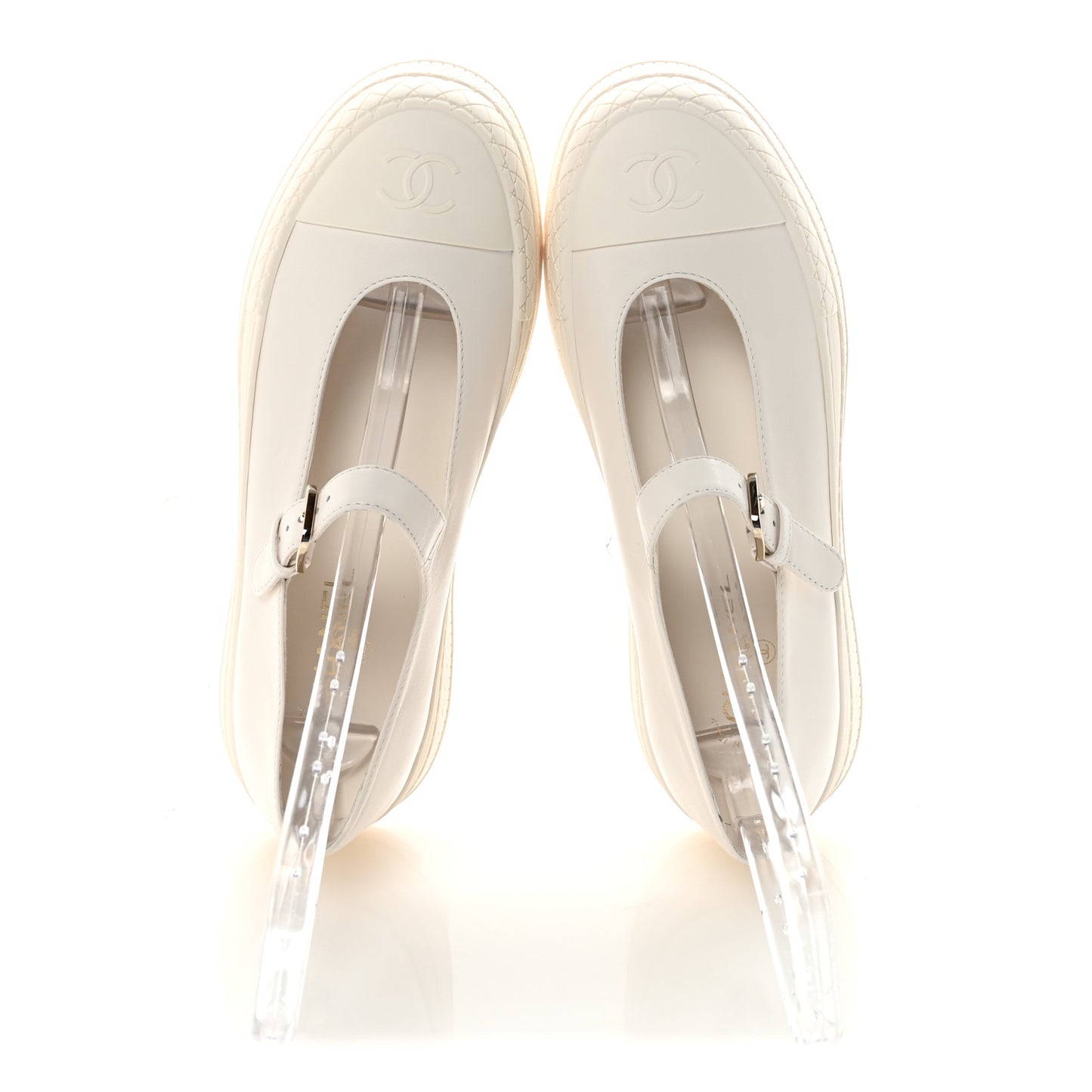 Lambskin Mary Jane Flats 41 White