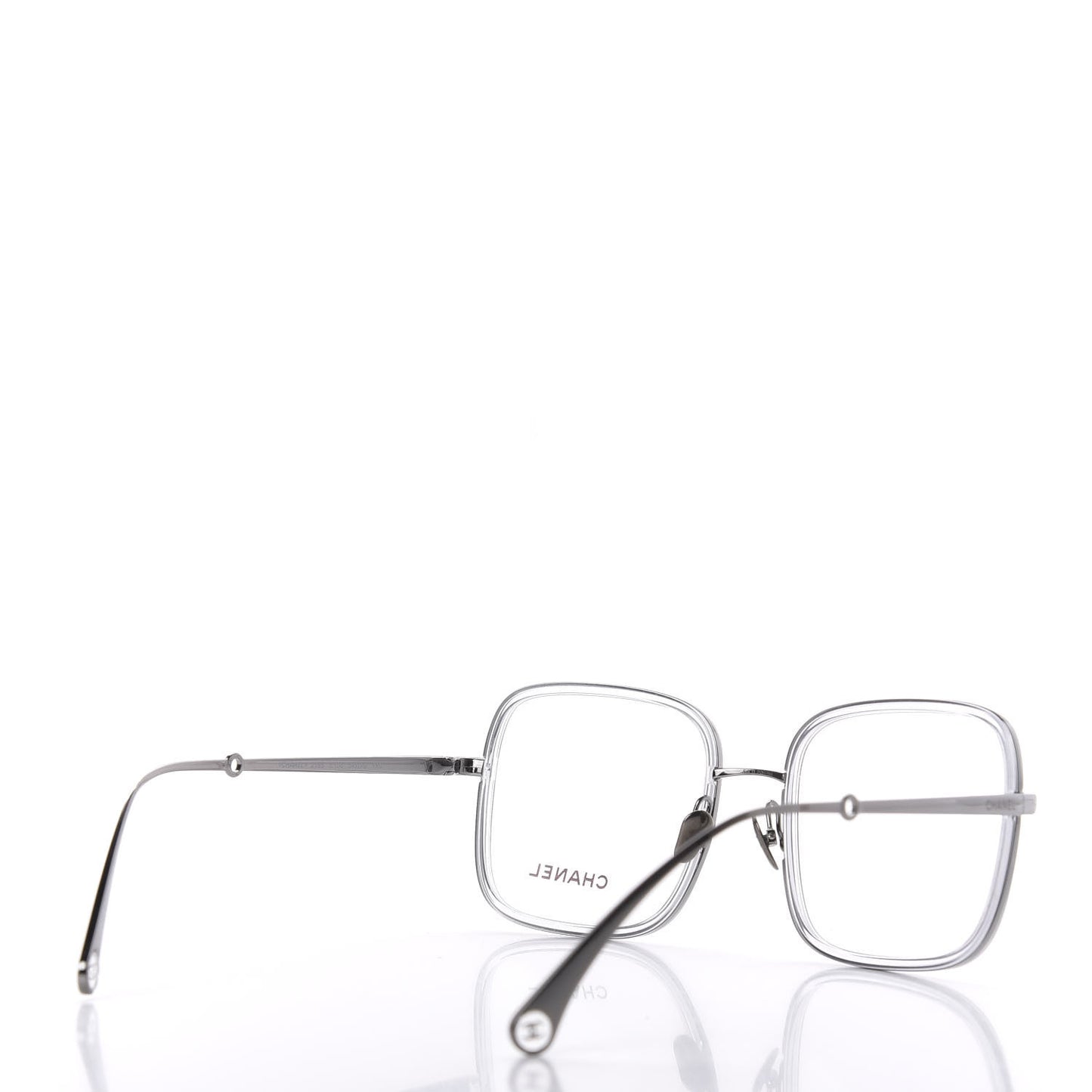Square Removable Pearl Chain Eyeglasses 2195 Silver