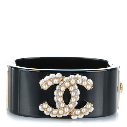 Chanel Resin Pearl CC Cuff Black 1 of 4
