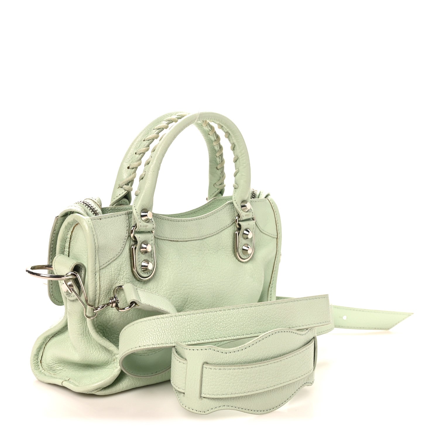 Balenciaga Chevre Silver Metallic Edge Hardware Mini City Vert Anis 4 of 11