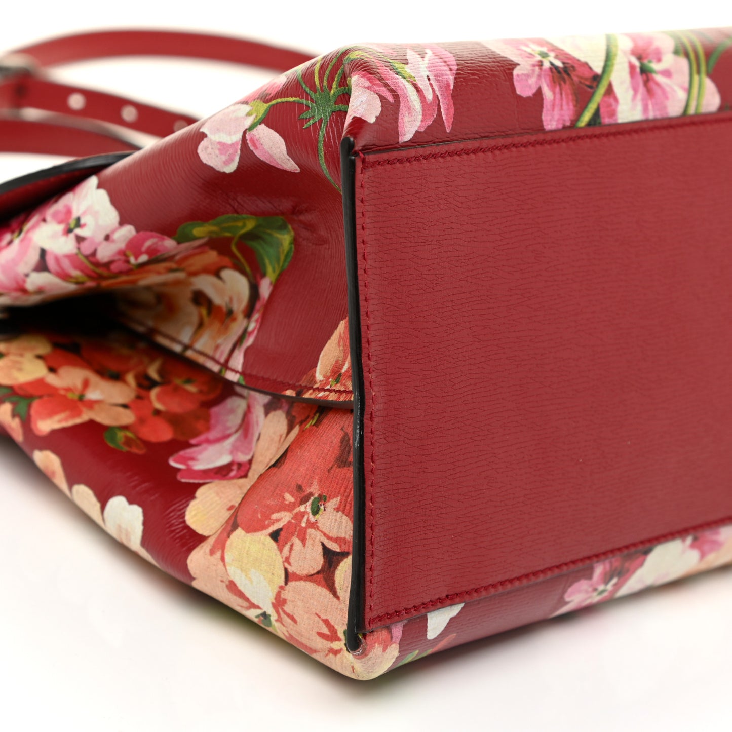 Shangai Calfskin Blooms Print Medium Bamboo Daily Top Handle Bag Romantic Cerise Multicolor