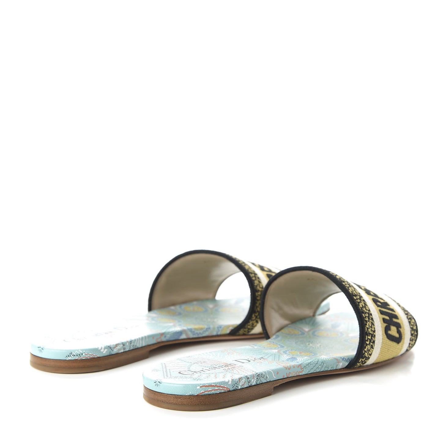 Canvas Embroidered Dior In Lights Dway Mules Slide Sandals 37 Multicolor