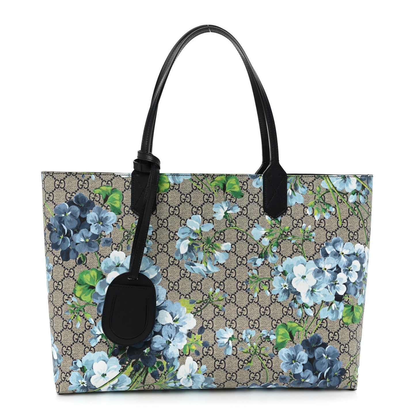 GG Supreme Monogram Blooms Medium Reversible Tote Beige Blue Navy