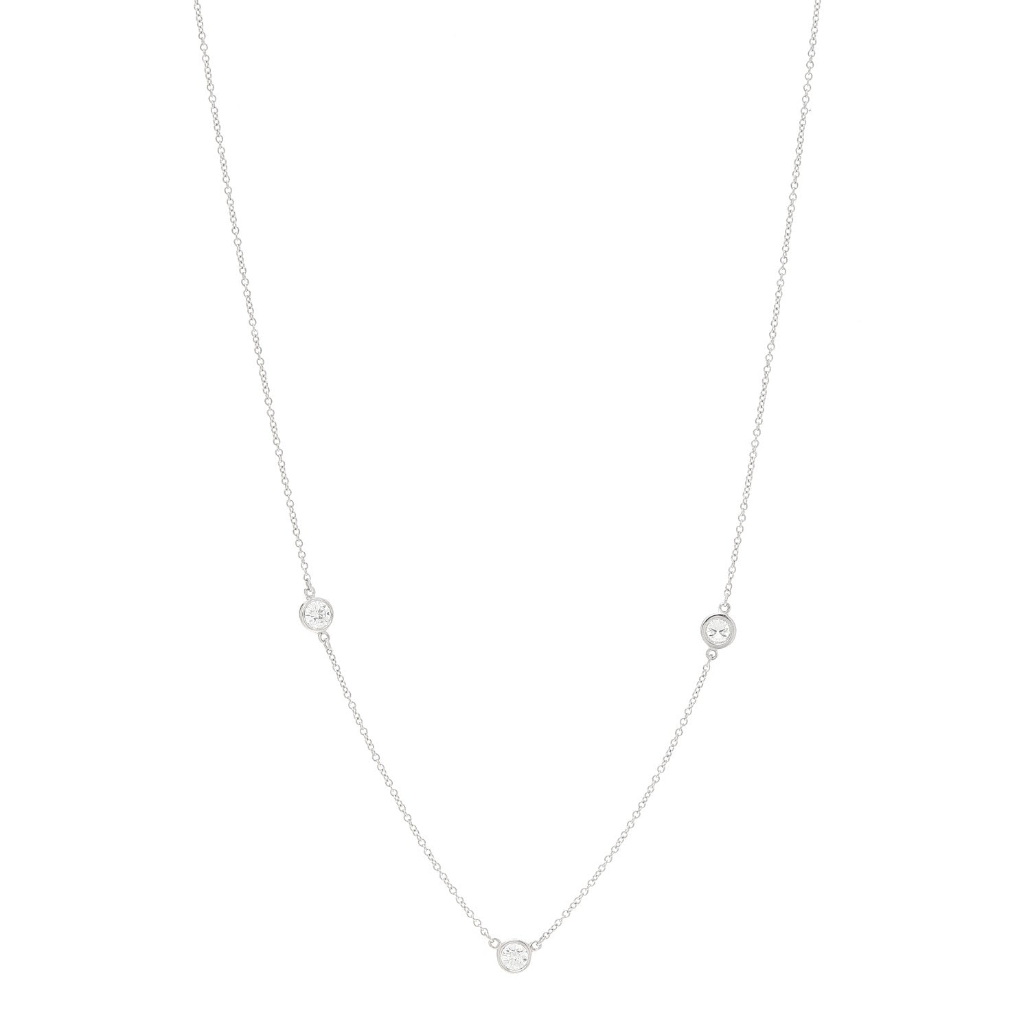 Tiffany Platinum Diamond 3 Station Diamonds by the Yard Necklace 1 of 6