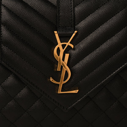 Saint Laurent Grain De Poudre Textured Mixed Matelasse Triquilt Medium Monogram Satchel Black 8 of 10