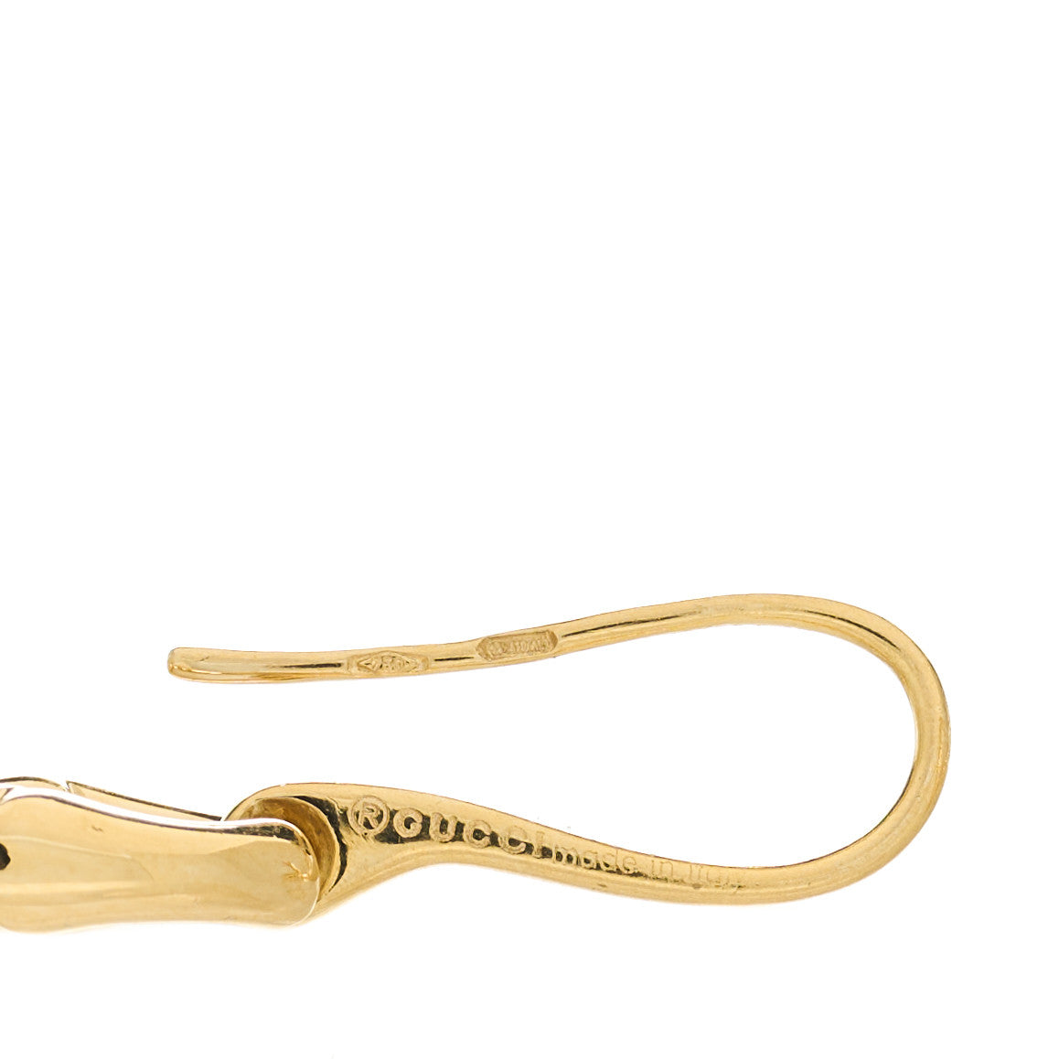 18K Yellow Gold Diamond Bamboo Drop Earrings