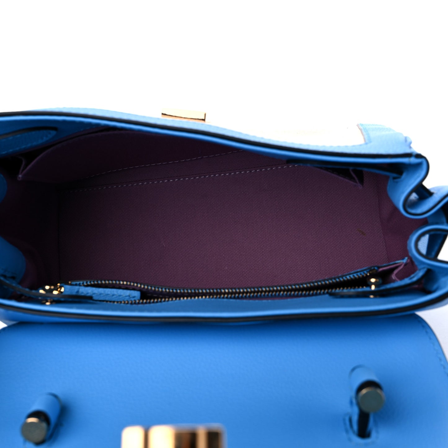 Grained Calfskin Canvas Medium La Medusa Chain Top Handle Handbag Rope Blue