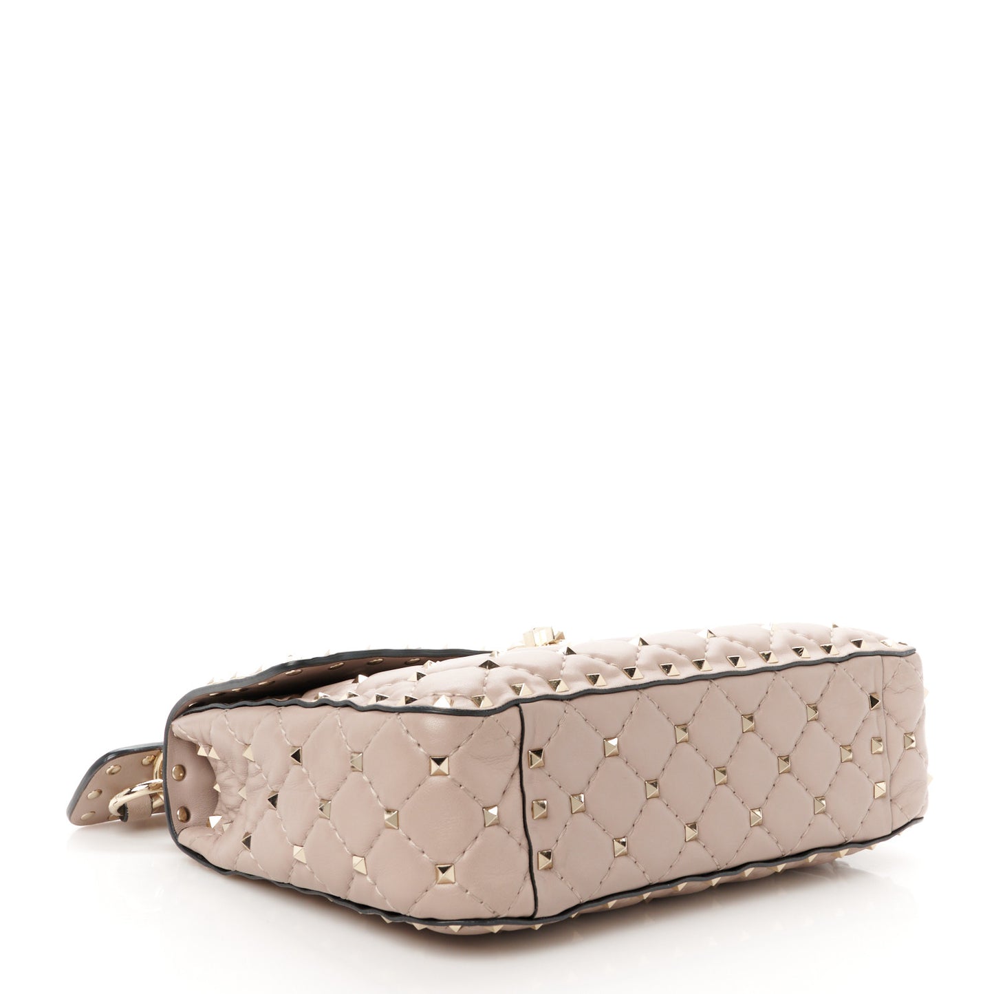 Lambskin Medium Rockstud Spike Shoulder Bag Poudre