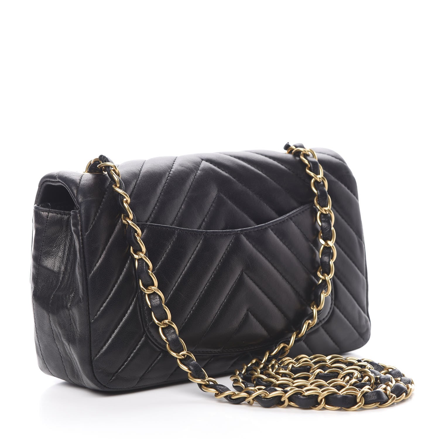 Chanel Lambskin Chevron Quilted Mini Rectangular Flap Black 3 of 13