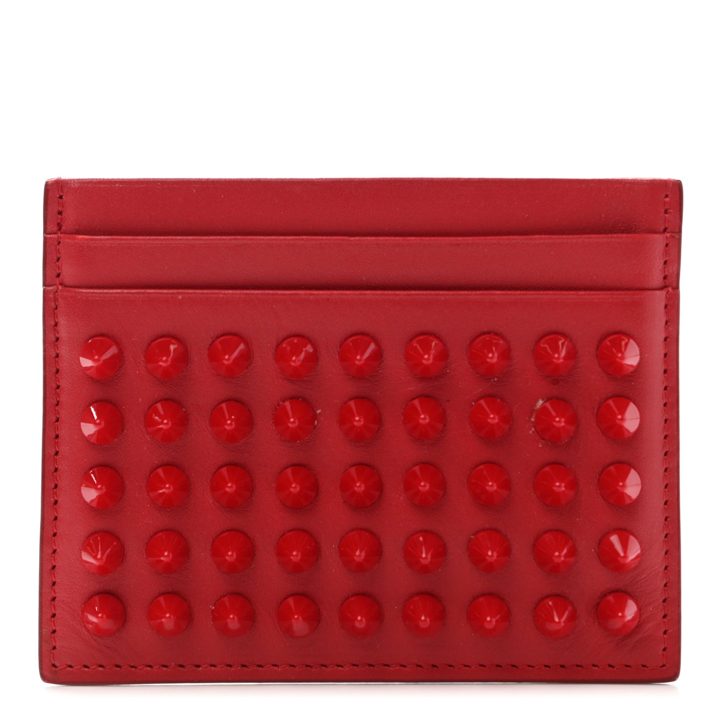 Calfskin Paris Spikes Kios Card Holder Red