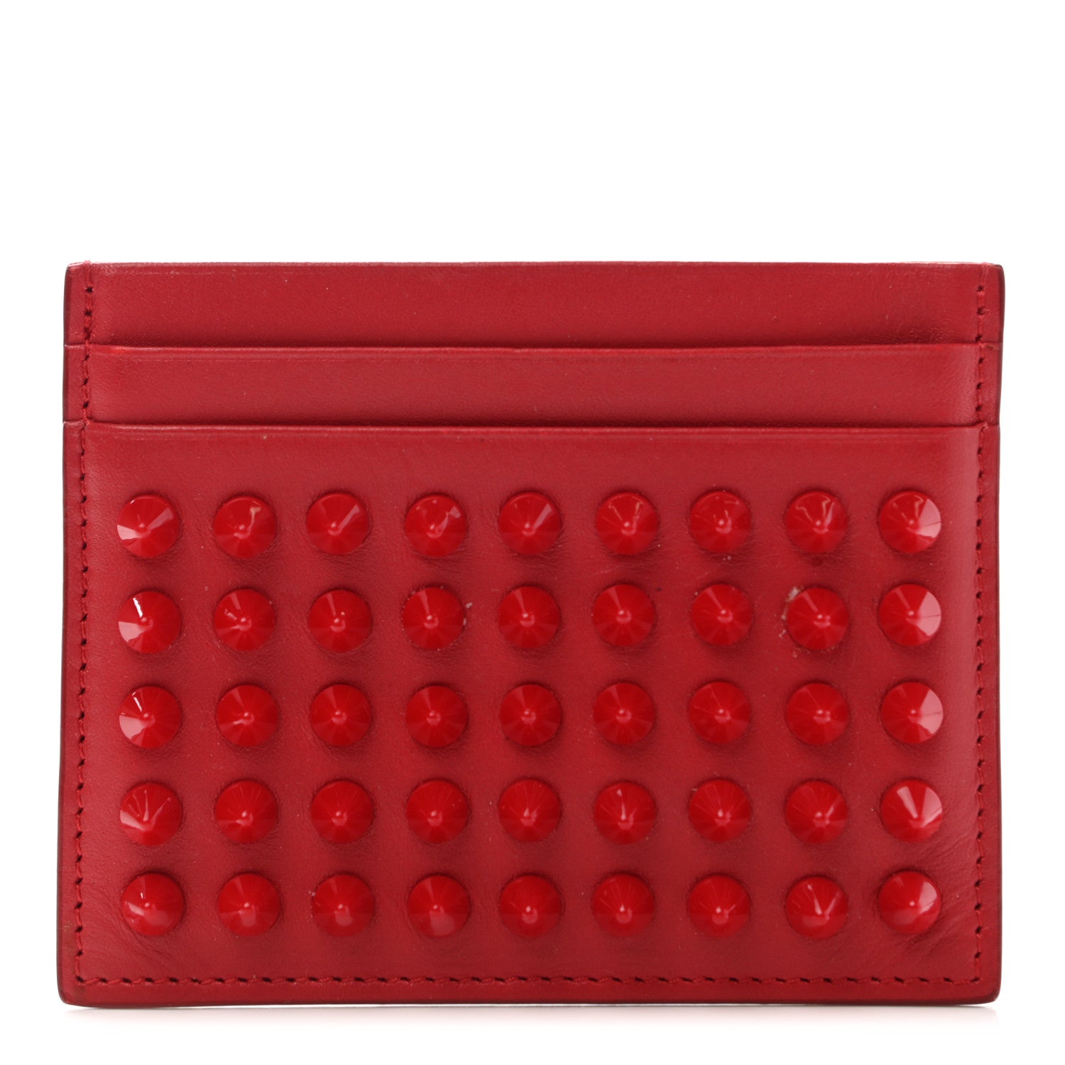 Christian Louboutin Calfskin Paris Spikes Kios Card Holder Red 1 of 9