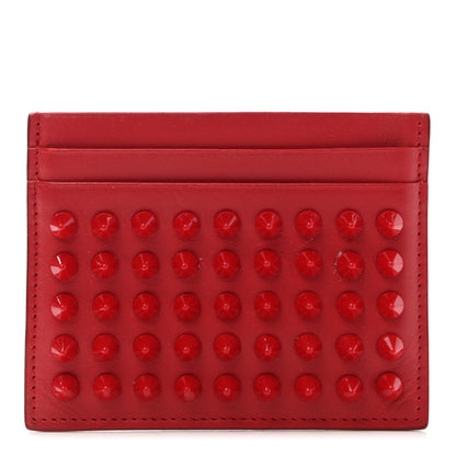Christian Louboutin Calfskin Paris Spikes Kios Card Holder Red 1 of 9