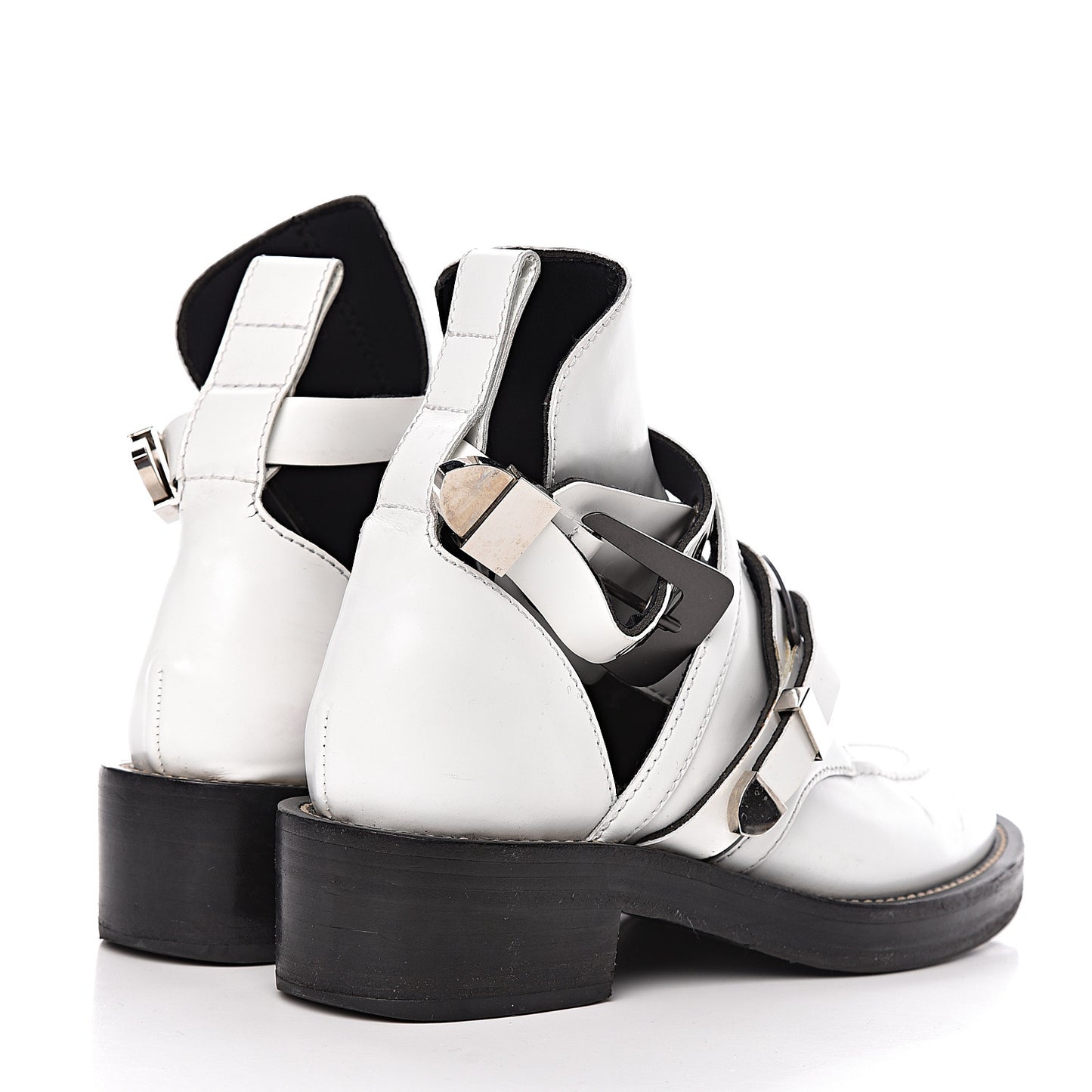 Brushed Calfskin Ceinture Ankle Boots 39 White