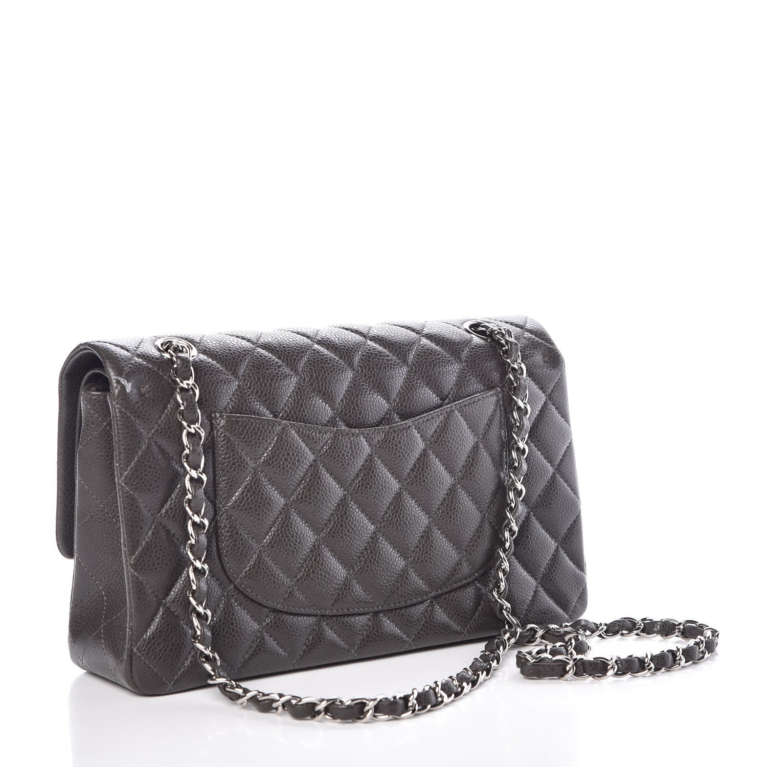 Chanel Caviar Quilted Medium Double Flap Dark Grey 3 of 9