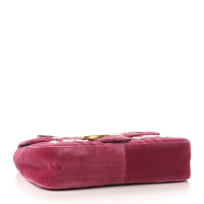 Gucci Velvet Matelasse Blind for Love Embroidered Medium GG Marmont Shoulder Bag Light Raspberry Rose Multicolor 4 of 11