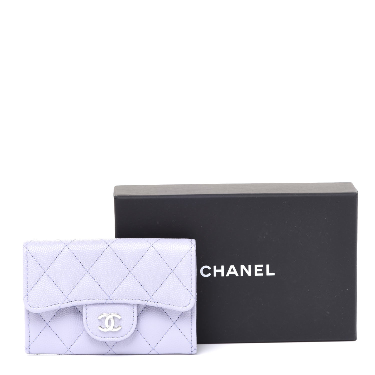 Chanel Caviar Quilted Flap Card Holder Wallet Light Purple 9 of 9