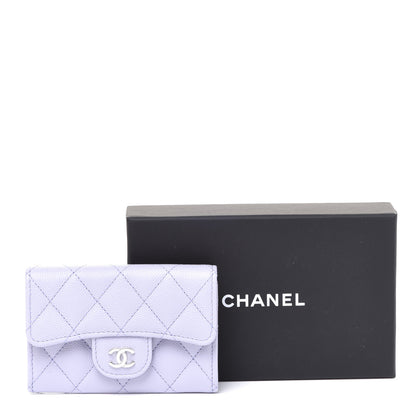 Chanel Caviar Quilted Flap Card Holder Wallet Light Purple 9 of 9