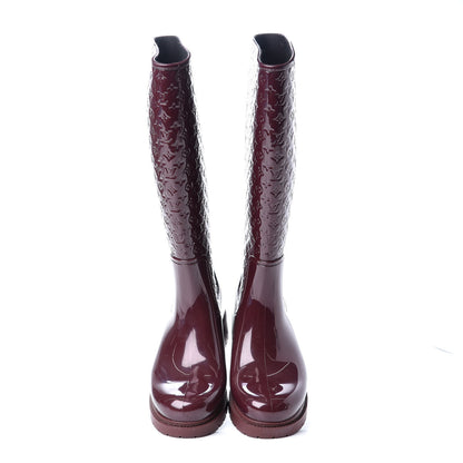 Louis Vuitton Rubber Embossed Monogram Splash Rain Boots 37 Burgundy 6 of 9