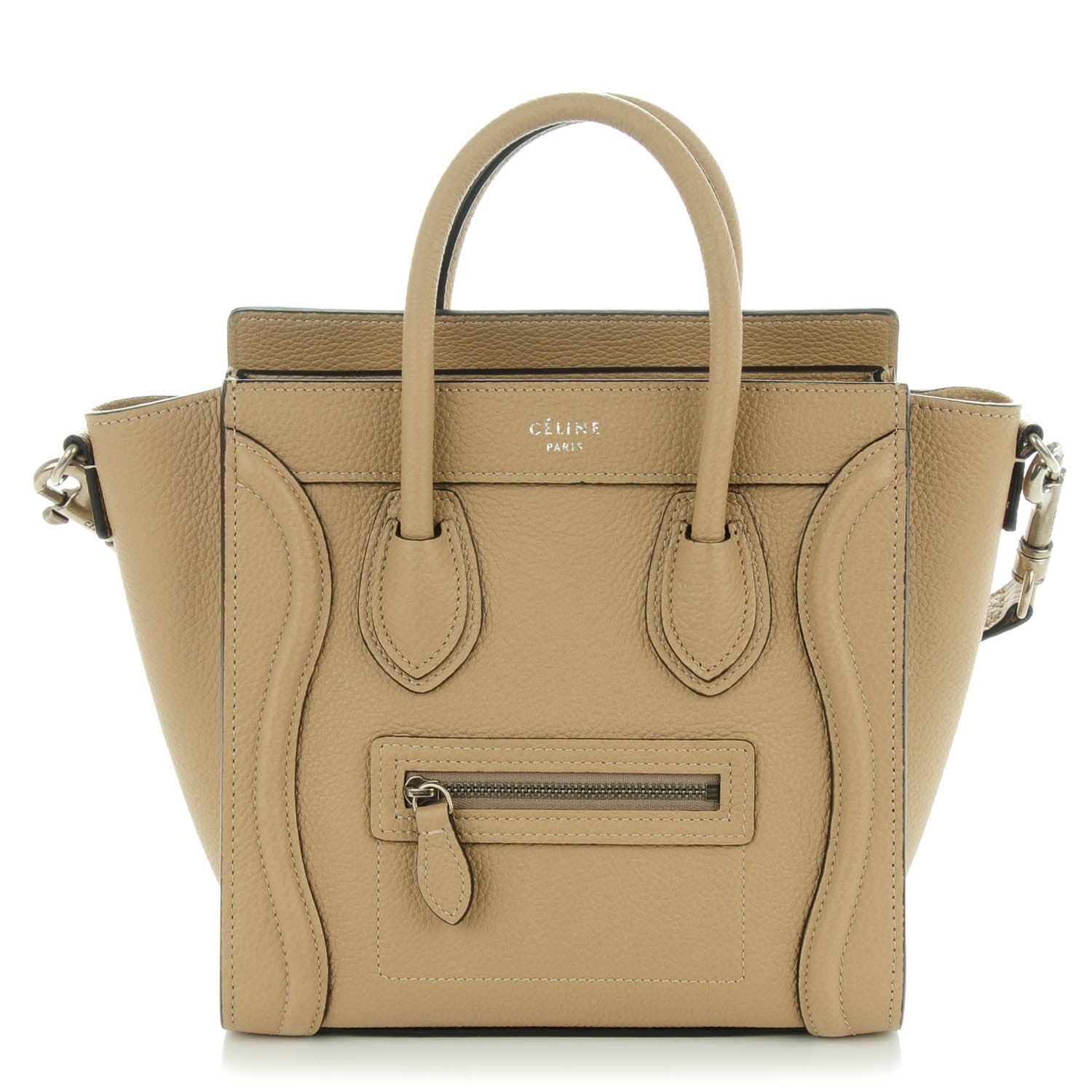 Celine Drummed Calfskin Nano Luggage Dune 1 of 7