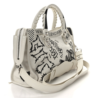 Balenciaga Agneau Graffiti All Over Classic Silver Hardware S City White Black 3 of 8