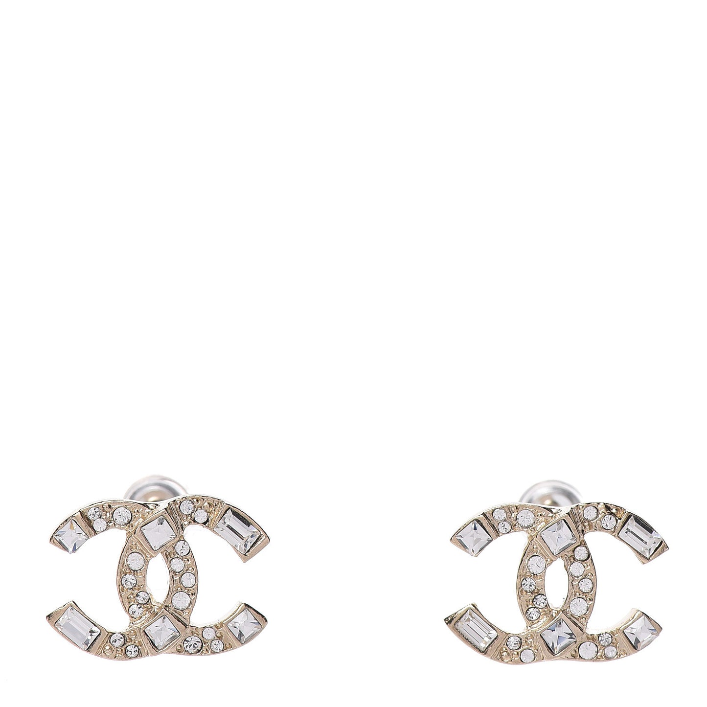 Crystal Baguette CC Earrings Gold