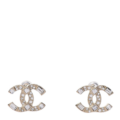 Chanel Crystal Baguette CC Earrings Gold 1 of 5