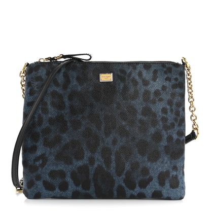 Dolce & Gabbana Dauphine Leopard Print Crossbody Blue Multicolor 1 of 13
