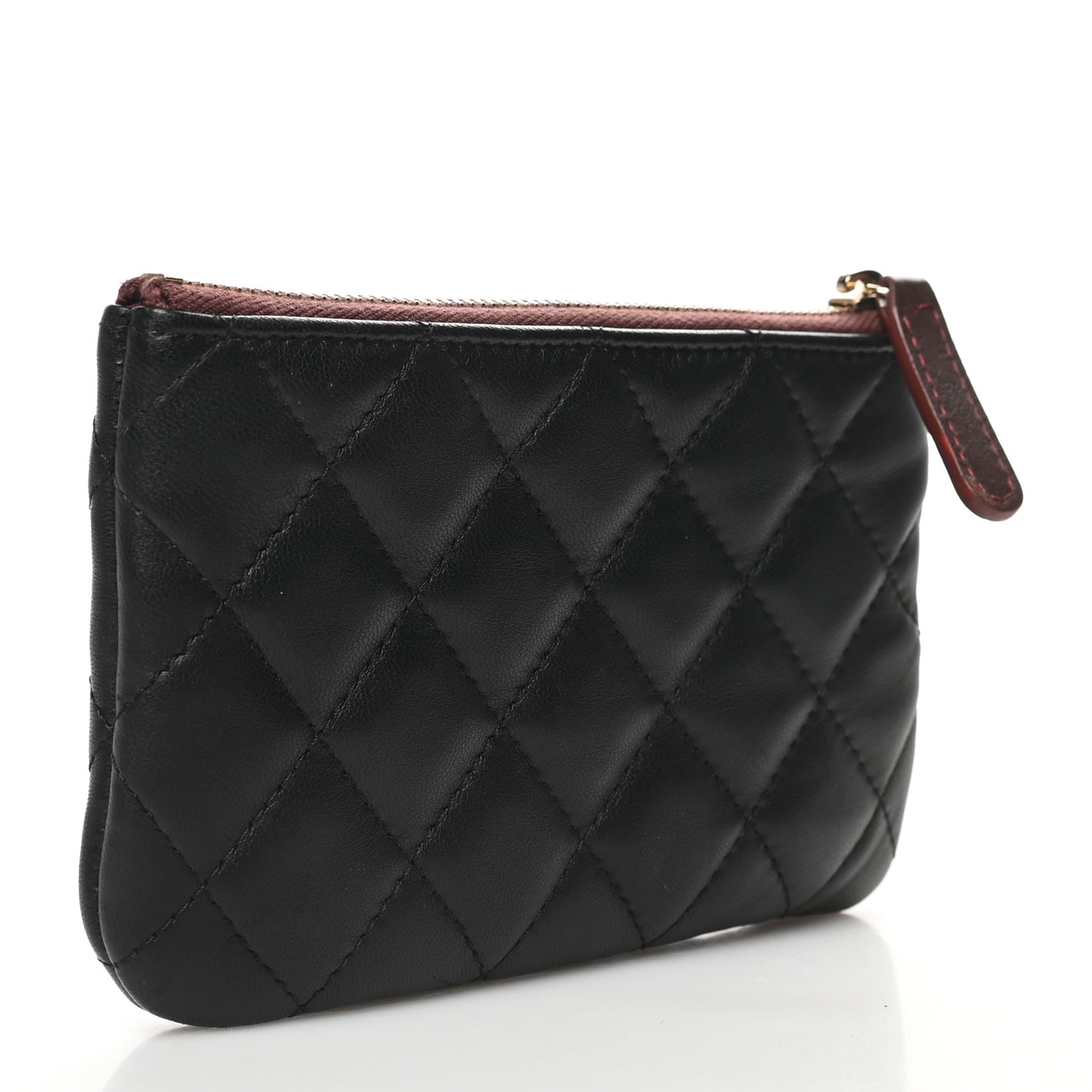 Lambskin Quilted Small Cosmetic Case Black