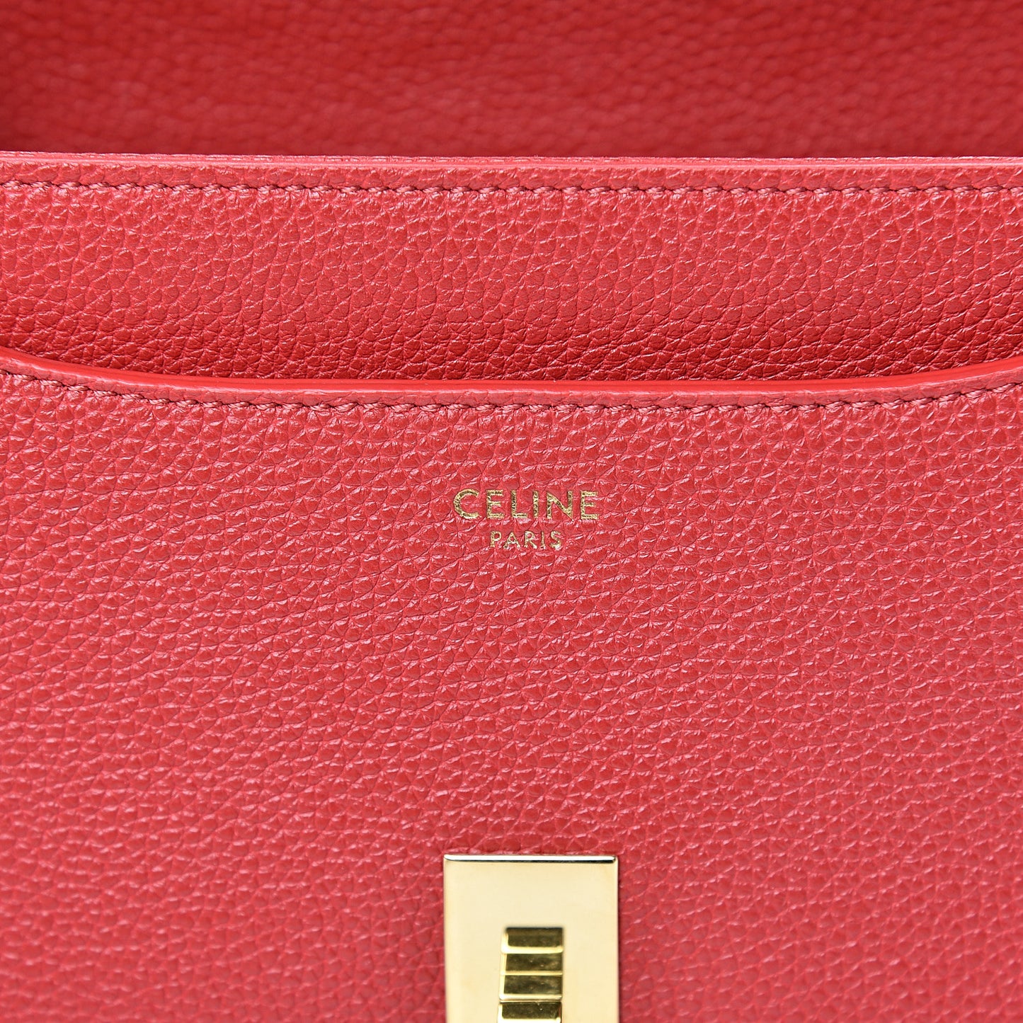 Grained Calfskin Small 16 Top Handle Bag Red