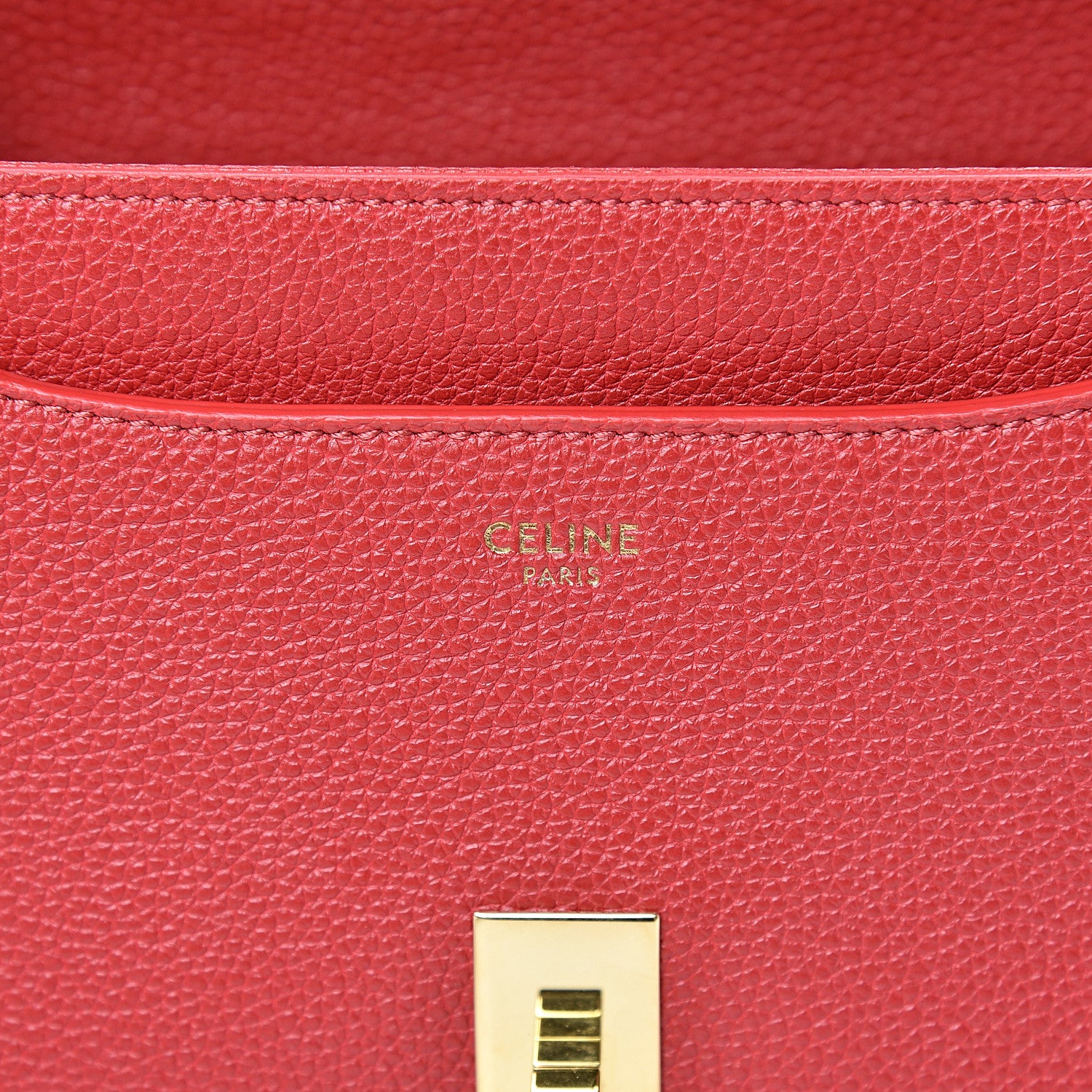 Celine Grained Calfskin Small 16 Top Handle Bag Red 5 of 10