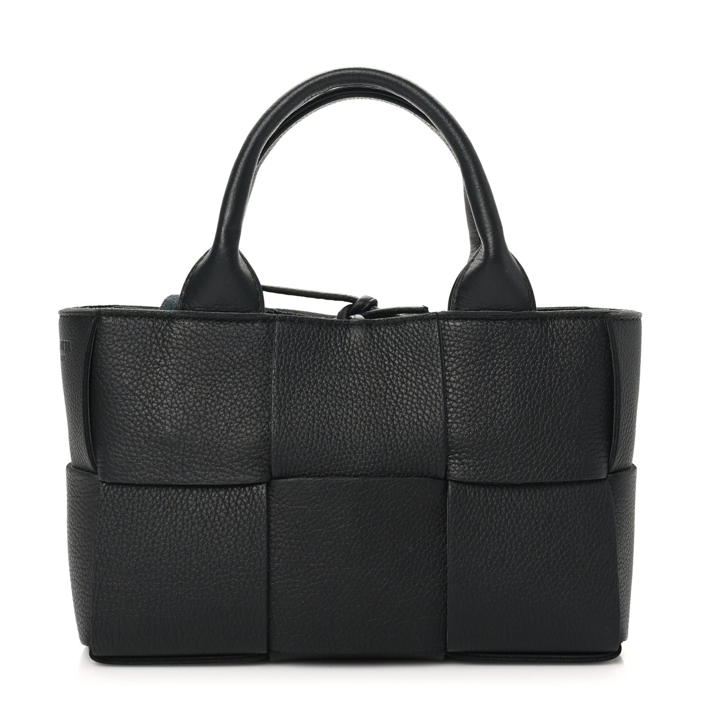 Grained Calfskin Maxi Intrecciato Mini Arco Tote Black