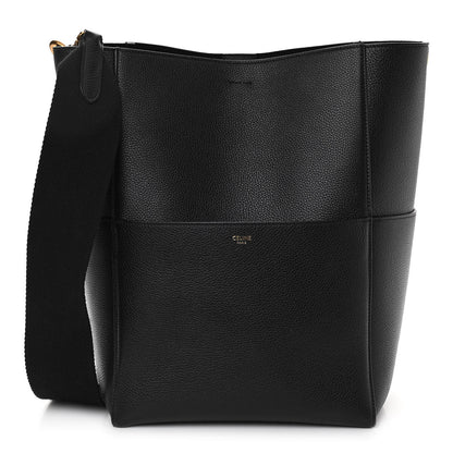 Celine Soft Grained Calfskin Sangle Bucket Bag Black 1 of 11