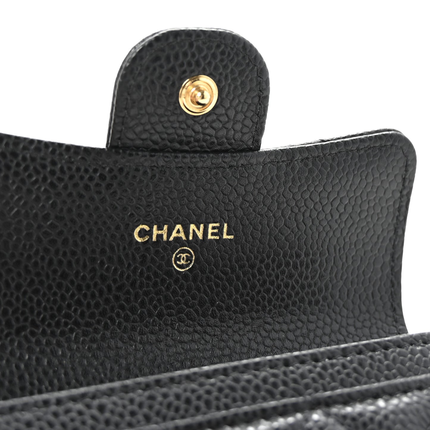 Caviar Quilted Flap Card Holder Wallet Black